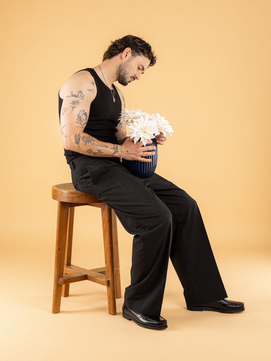 Strati Black Ribbed Tank Top