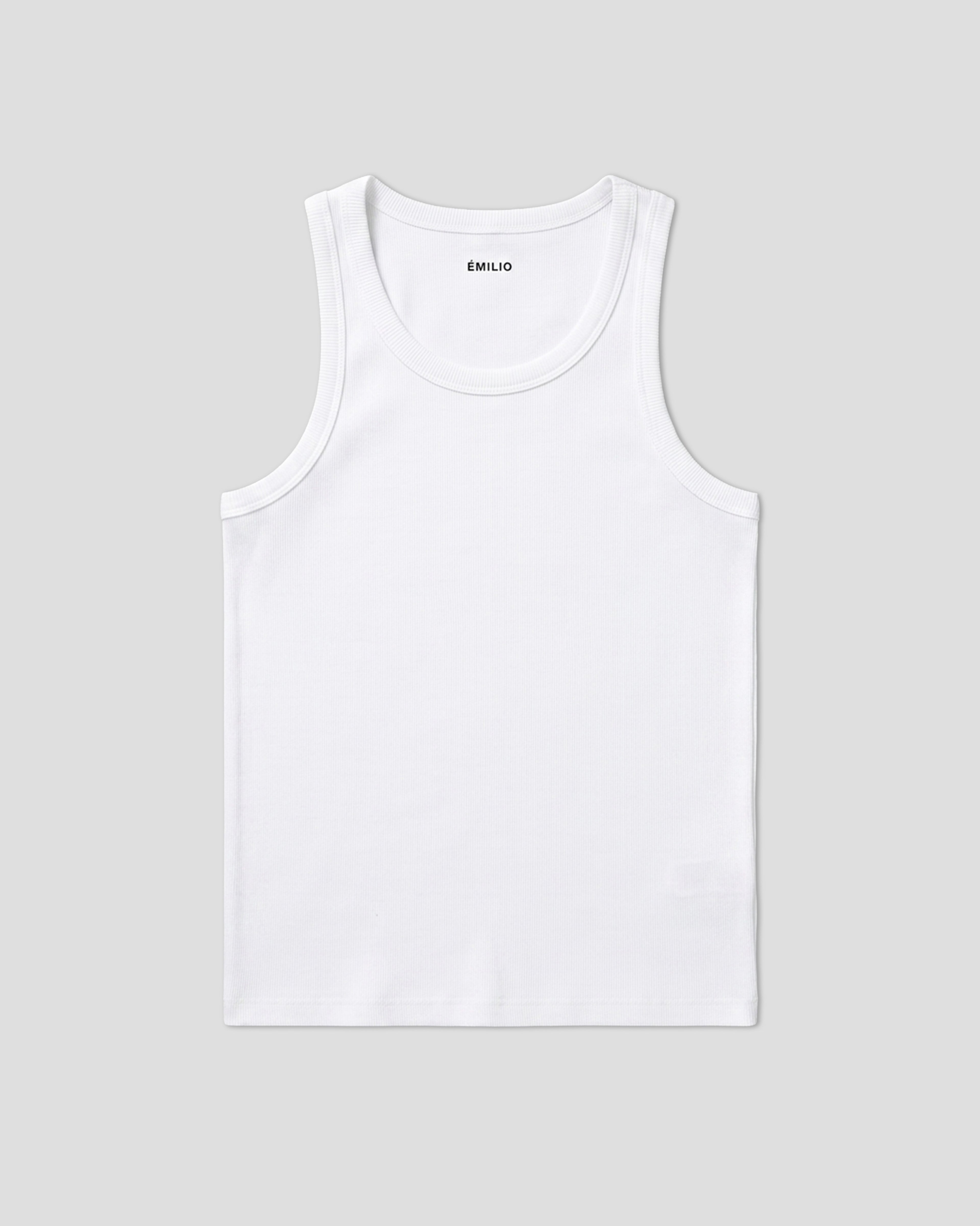 White tank top on a light gray background